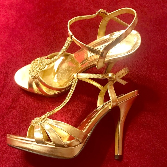 comfy gold heels